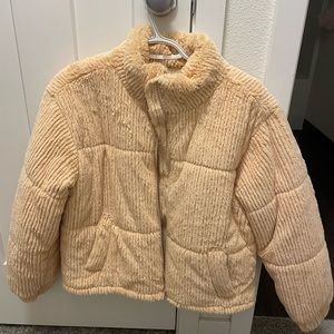 Fuzzy Puffy Bomber Jacket